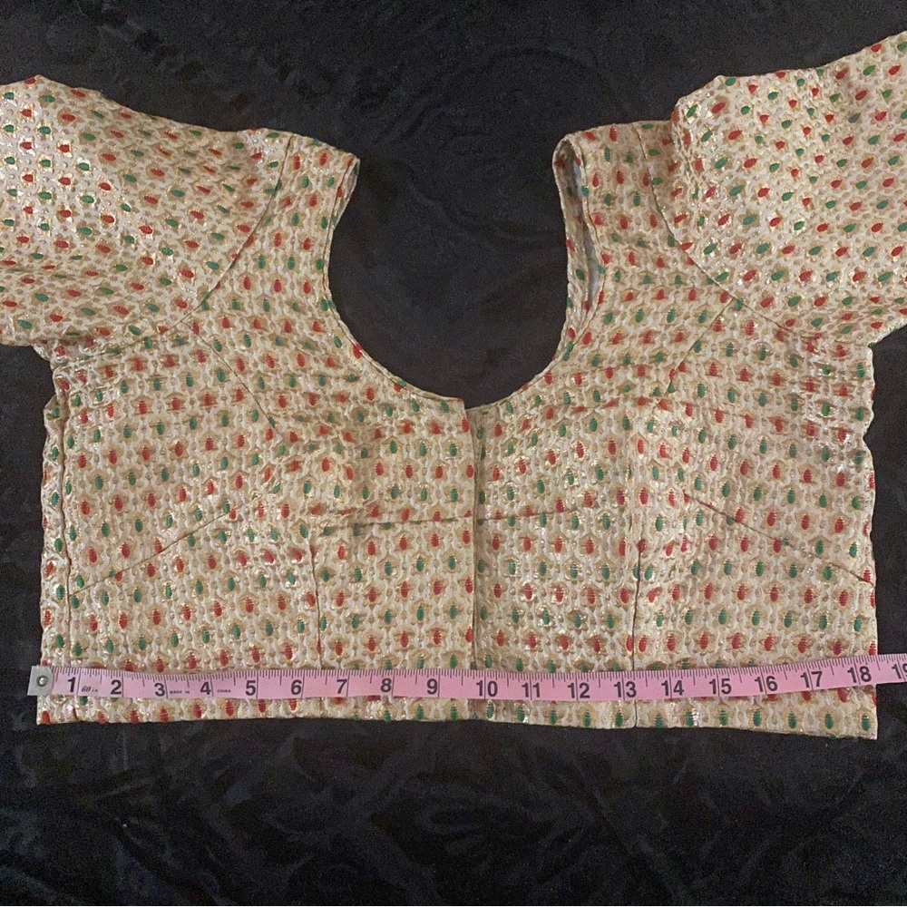Gold Sari Saree Blouse for Women - Handmade in Nepal - Size L - Picture 5 of 8